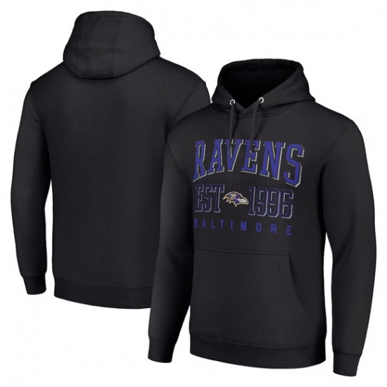 Personalized Men’s Baltimore Ravens Black Throwback Logo Pullover Hoodie