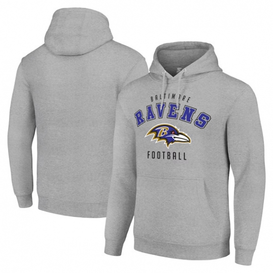 Personalized Men’s Baltimore Ravens Gray Pullover Hoodie