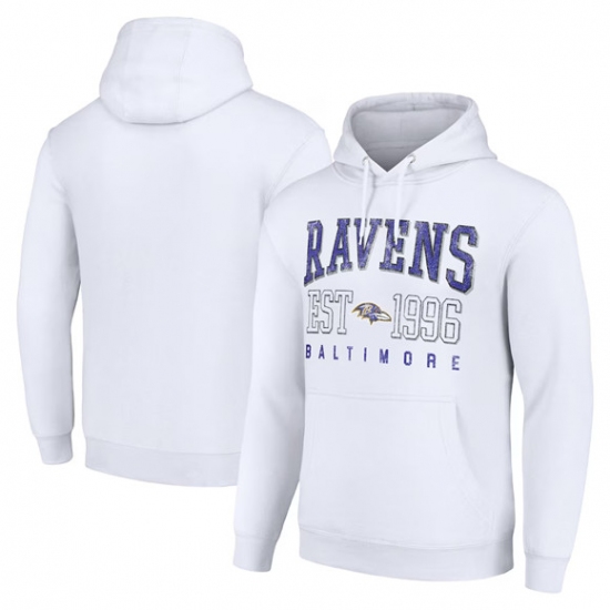 Personalized Men’s Baltimore Ravens White Throwback Logo Pullover Hoodie
