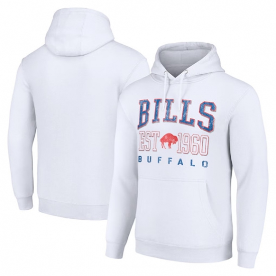 Personalized Men’s Buffalo Bills White Throwback Logo Pullover Hoodie