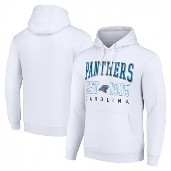 Personalized Men’s Carolina Panthers White Throwback Logo Pullover Hoodie