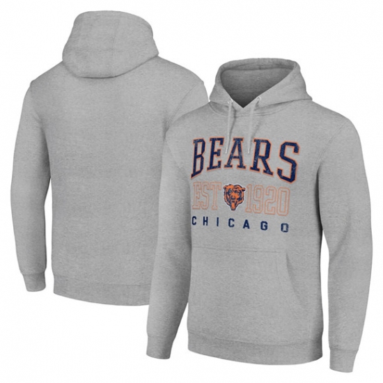 Personalized Men’s Chicago Bears Gray Throwback Logo Pullover Hoodie