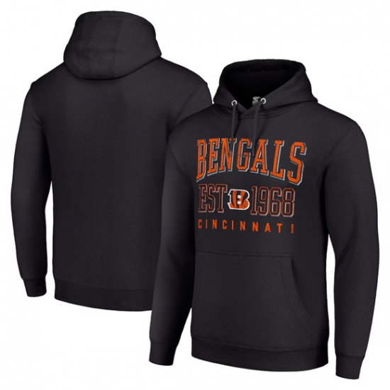 Personalized Men’s Cincinnati Bengals Black Throwback Logo Pullover Hoodie