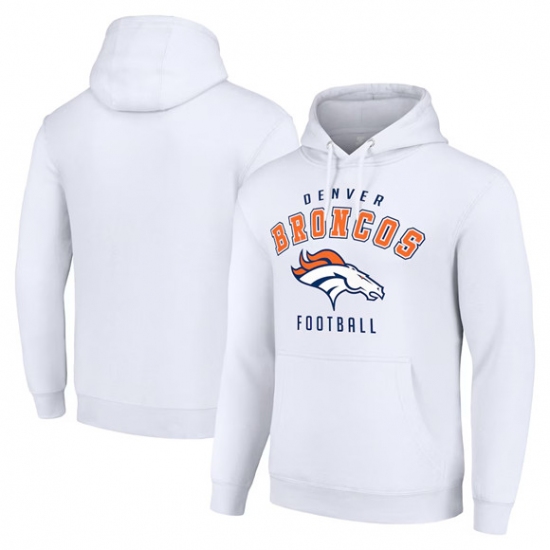 Personalized Men’s Denver Broncos White Pullover Hoodie
