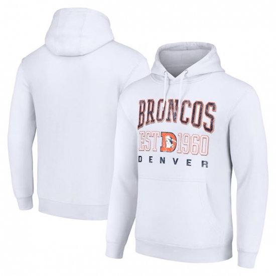 Personalized Men’s Denver Broncos White Throwback Logo Pullover Hoodie