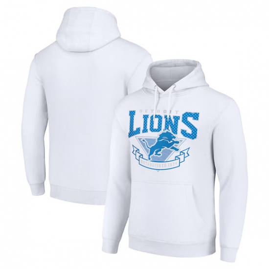 Personalized Men’s Detroit Lions White Pullover Hoodie