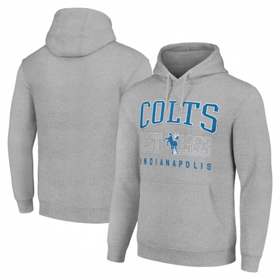 Personalized Men’s Indianapolis Colts Gray Throwback Logo Pullover Hoodie