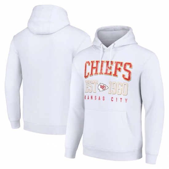 Personalized Men’s Kansas City Chiefs White Throwback Logo Pullover Hoodie