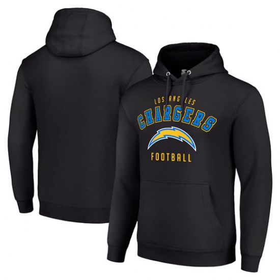 Personalized Men’s Los Angeles Chargers Black Throwback Logo Pullover Hoodie