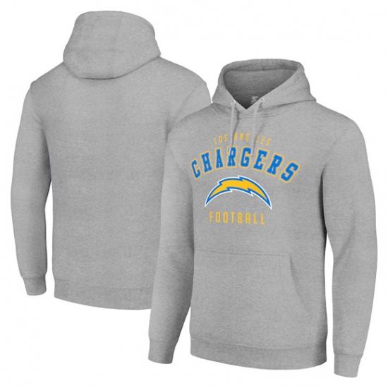 Personalized Men’s Los Angeles Chargers Gray Pullover Hoodie