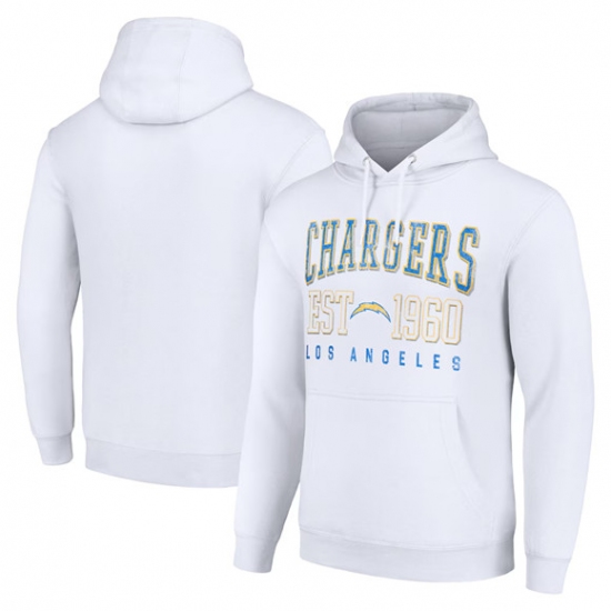 Personalized Men’s Los Angeles Chargers White Throwback Logo Pullover Hoodie