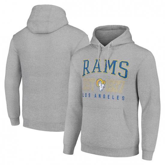 Personalized Men’s Los Angeles Rams Gray Throwback Logo Pullover Hoodie