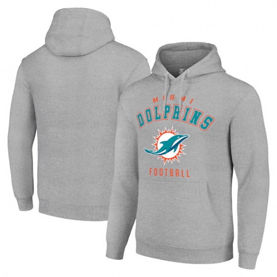 Personalized Men’s Miami Dolphins Gray Pullover Hoodie