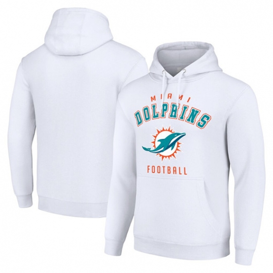 Personalized Men’s Miami Dolphins White Pullover Hoodie