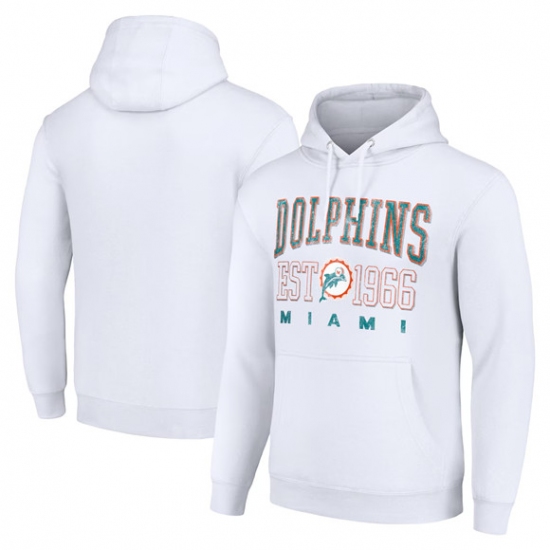 Personalized Men’s Miami Dolphins White Throwback Logo Pullover Hoodie