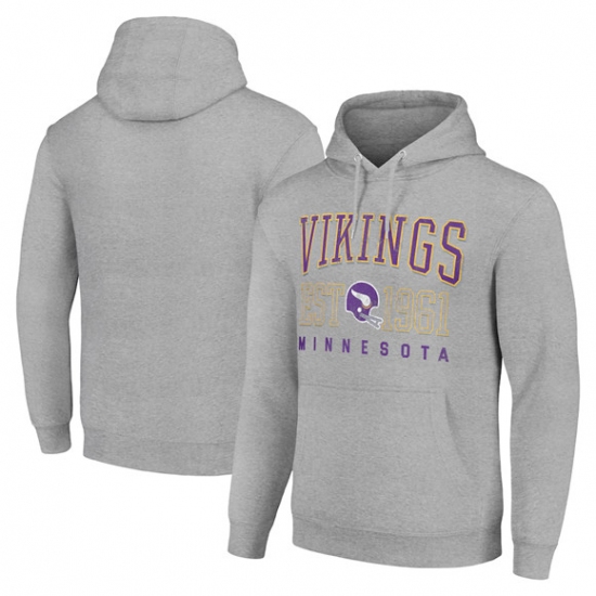 Personalized Men’s Minnesota Vikings Gray Throwback Logo Pullover Hoodie