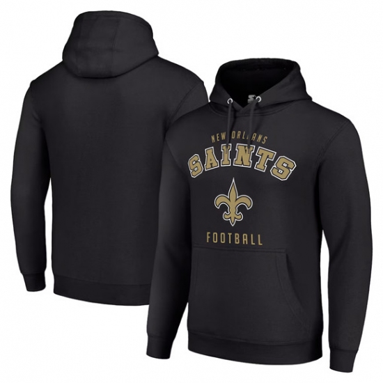 Personalized Men’s New Orleans Saints Black Pullover Hoodie