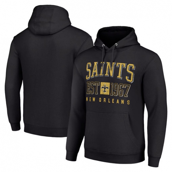 Personalized Men’s New Orleans Saints Black Throwback Logo Pullover Hoodie
