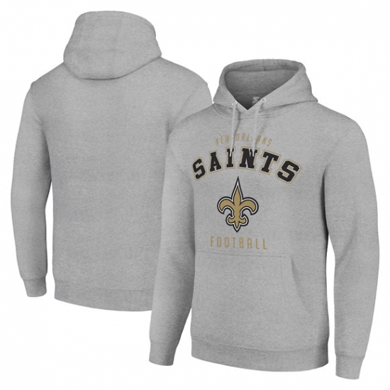 Personalized Men’s New Orleans Saints Gray Pullover Hoodie