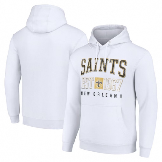 Personalized Men’s New Orleans Saints White Throwback Logo Pullover Hoodie