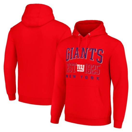 Personalized Men’s New York Giants Red Throwback Logo Pullover Hoodie