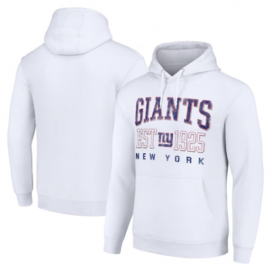 Personalized Men’s New York Giants White Throwback Logo Pullover Hoodie
