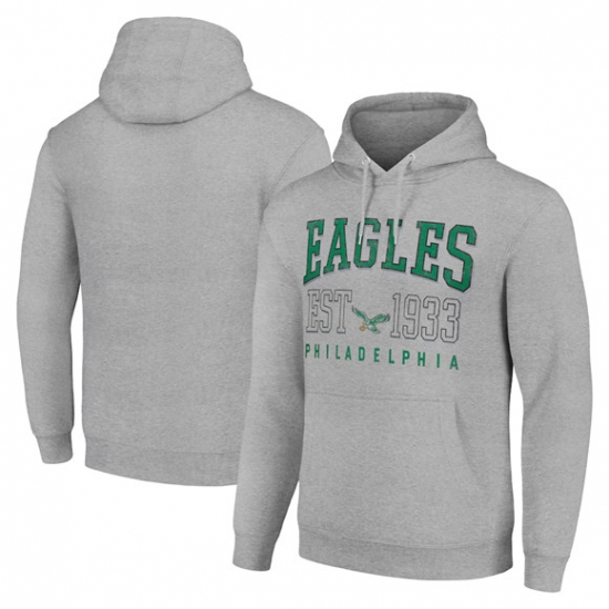 Personalized Men’s Philadelphia Eagles Gray Throwback Logo Pullover Hoodie