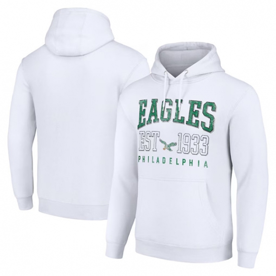 Personalized Men’s Philadelphia Eagles White Throwback Logo Pullover Hoodie