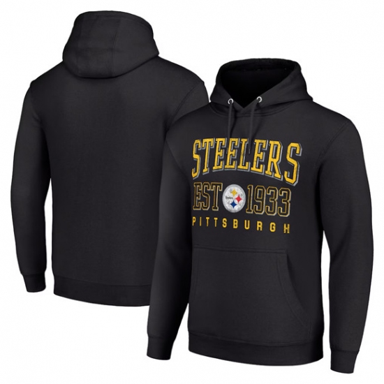 Personalized Men’s Pittsburgh Steelers Black Throwback Logo Pullover Hoodie