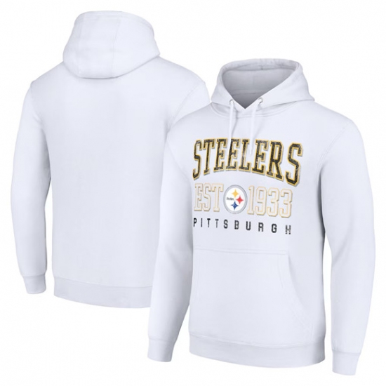 Personalized Men’s Pittsburgh Steelers White Throwback Logo Pullover Hoodie