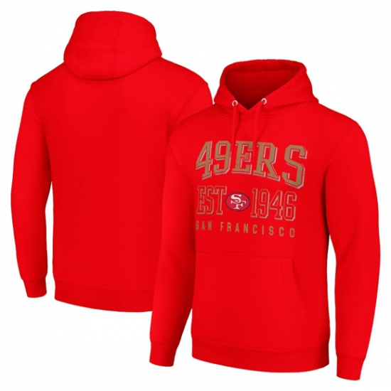 Personalized Men’s San Francisco 49ers Red Throwback Logo Pullover Hoodie
