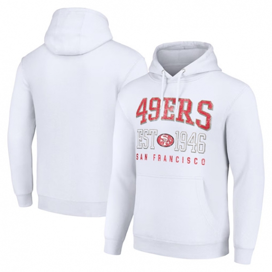 Personalized Men’s San Francisco 49ers White Throwback Logo Pullover Hoodie