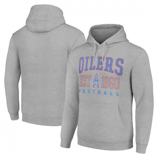 Personalized Men’s Tennessee Titans Gray Throwback Logo Pullover Hoodie