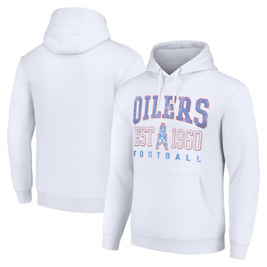 Personalized Men’s Tennessee Titans White Throwback Logo Pullover Hoodie