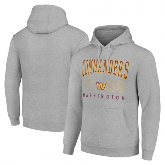 Personalized Men’s Washington Commanders Gray Throwback Logo Pullover Hoodie
