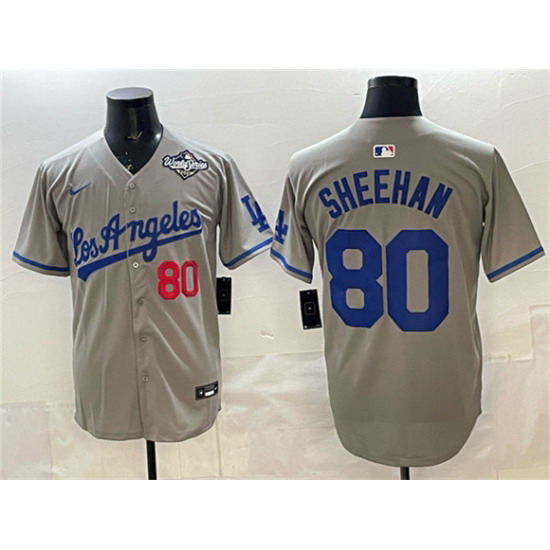 Personalized Men’s Los Angeles Dodgers #80 Emmet Sheehan Gray 2025 World Series Limited Stitched Baseball Jersey