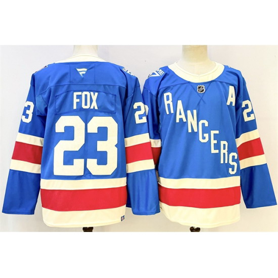 Personalized Men’s New York Rangers #23 Adam Fox Blue With A Stitched Hockey Jerseyy