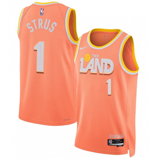 Personalized Men’s Cleveland Cavaliers #1 Max Strus Orange 2025-26 City Edition Swingman Stitched Jersey