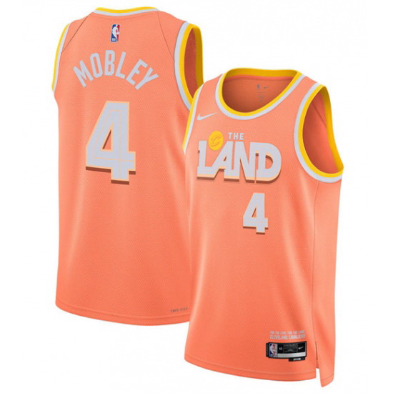 Personalized Men’s Cleveland Cavaliers #4 Evan Mobley Orange 2025-26 City Edition Swingman Stitched Jersey