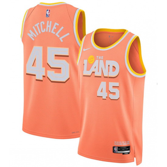 Personalized Men’s Cleveland Cavaliers #45 Donovan Mitchell Orange 2025-26 City Edition Swingman Stitched Jersey