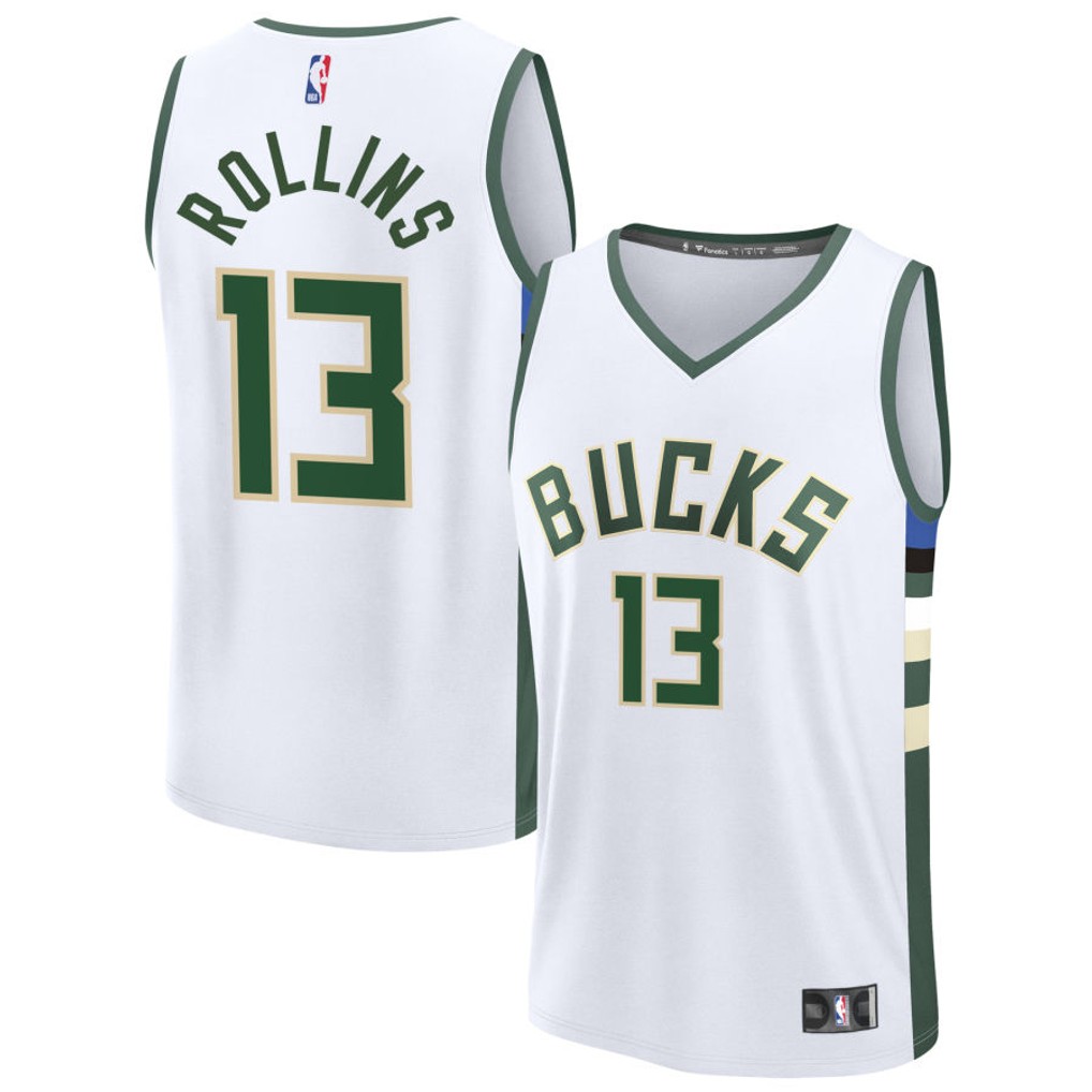 Personalized Men’s Milwaukee Bucks #13 Ryan Rollins Jersey Association Edition White