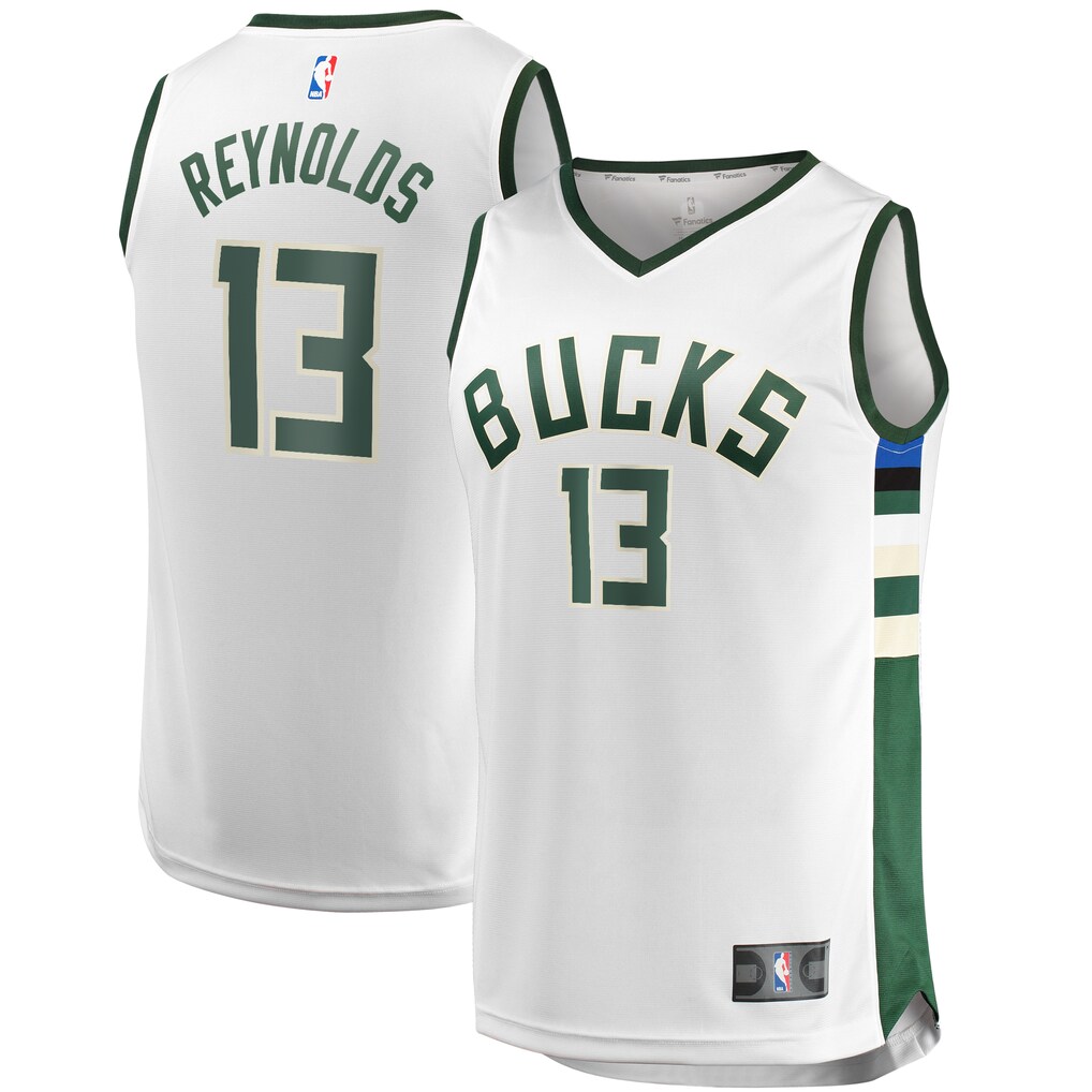 Personalized Men’s Milwaukee Bucks #13 Cameron Reynolds Fast Break White Jersey