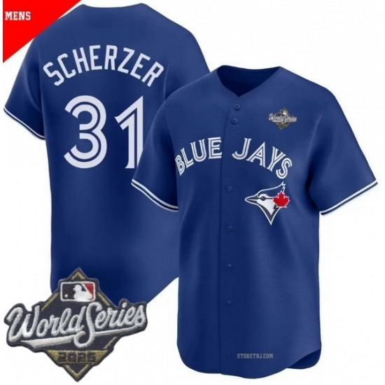 Personalized Men’s Toronto Blue Jays #31 Max Scherzer Blue 2025 Home Cool Base Stitched Baseball Jersey