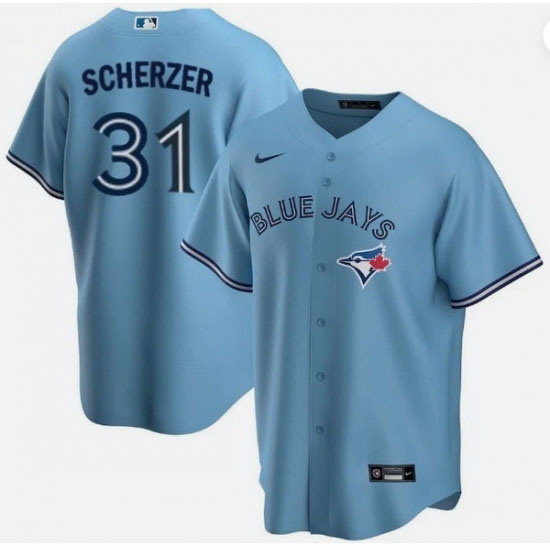 Personalized Men’s Toronto Blue Jays #31 Max Scherzer Light Blue Cool Base Stitched Baseball Jersey