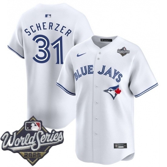 Personalized Men’s Toronto Blue Jays #31 Max Scherzer White 2025 Home Limited Stitched Jersey