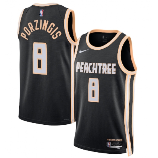 Personalized Men’s Atlanta Hawks #8 Kristaps Porzingis Black 2025-26 City Edition Swingman Stitched Jersey