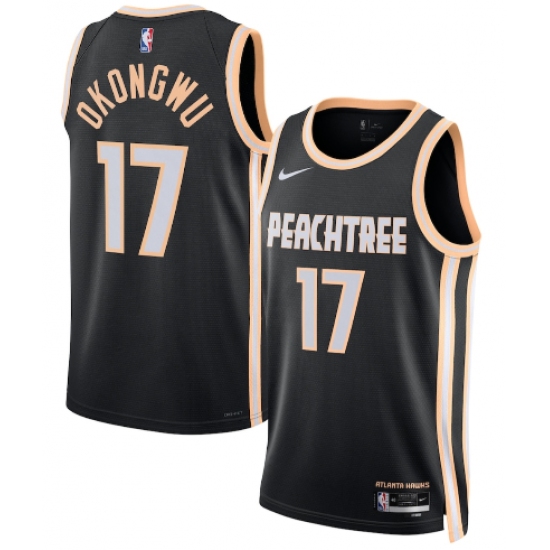 Personalized Men’s Atlanta Hawks #17 Onyeka Okongwu Black 2025-26 City Edition Swingman Stitched Jersey