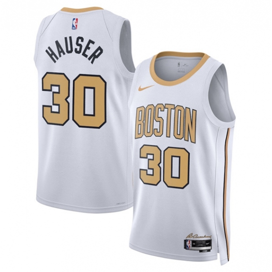 Personalized Men’s Boston Celtics #30 Sam Hauser White 2025-26 City Edition Swingman Stitched Basketball Jersey
