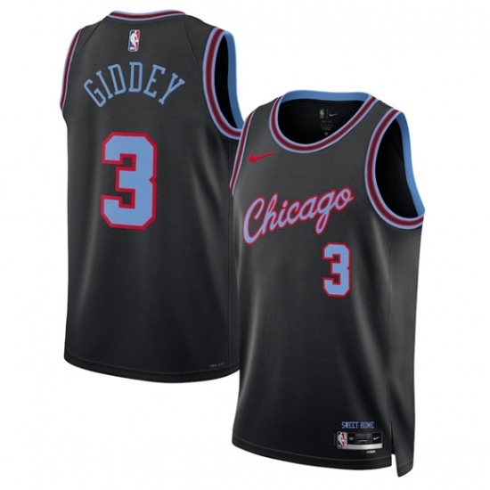 Personalized Men’s Chicago Bulls #3 Josh Giddey Black 2025-26 City Edition Swingman Stitched Basketball Jersey