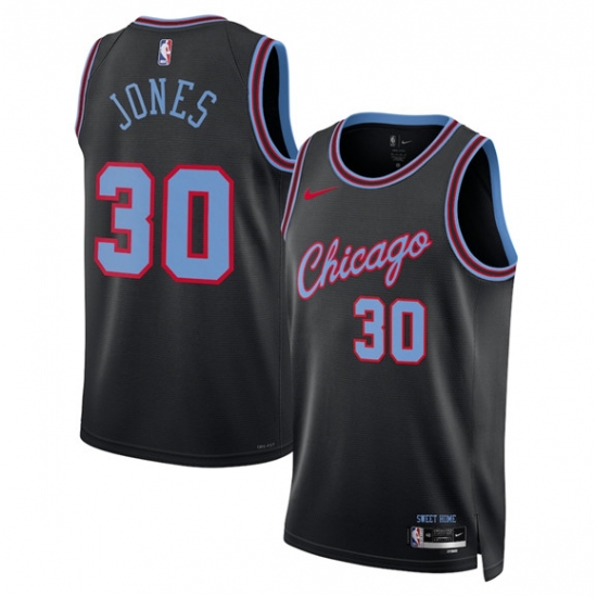 Personalized Men’s Chicago Bulls #30 Tre Jones Black 2025-26 City Edition Swingman Stitched Basketball Jersey